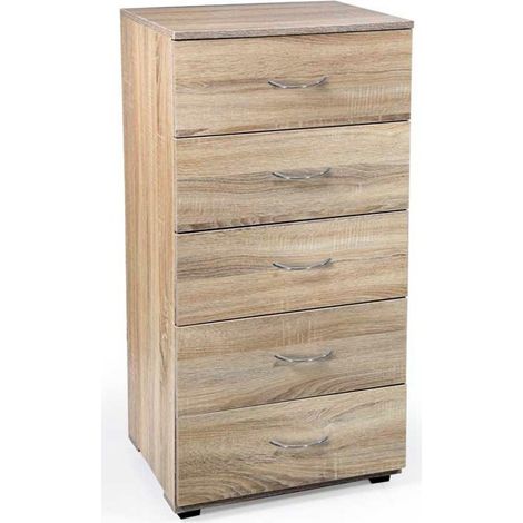 Kommode für Schlafzimmer 5 Schubladen Eiche Como cm 50 x 40 x 101 h (1/2)