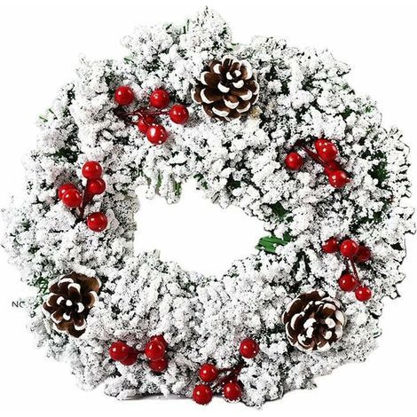 Christmas Garland, 12.6" Winter Door Hanging Window Display Wall Decoration with Pine Cones and Berry Bunches (1/4)