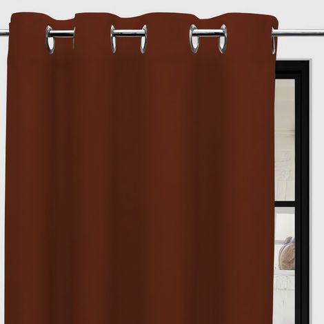 Soleil D Ocre – Rideau occultant 135x250 cm – 100% coton – 8 oeillets métal inoxydables – Couleur brique – Prêt à poser
