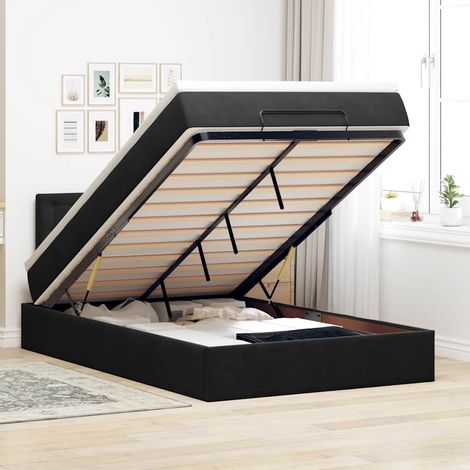 Ottoman-Bett mit Matratze Schwarz 120x190 cm Samt vidaXL (1/5)