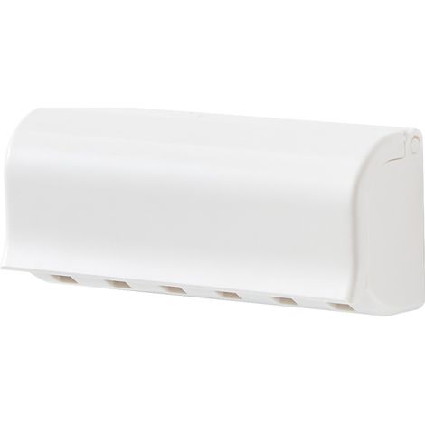 Porte-brosse à dents mural avec couvercle de douche, support de rangement peu encombrant pour camping-car, porte-brosse à dents auto-adhésif en plastique à 6 fentes