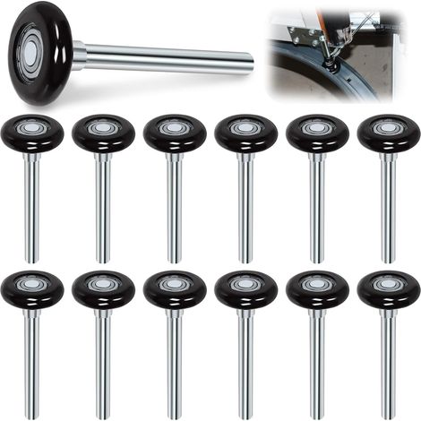 Lot de 12 roulettes silencieuses en nylon noir de 4,6 cm (1,8 pouce) pour porte de garage, compatibles avec les roulettes de garage doubles, cage renforcée, roulements à billes étanches 6200zz, axe de (1/5)
