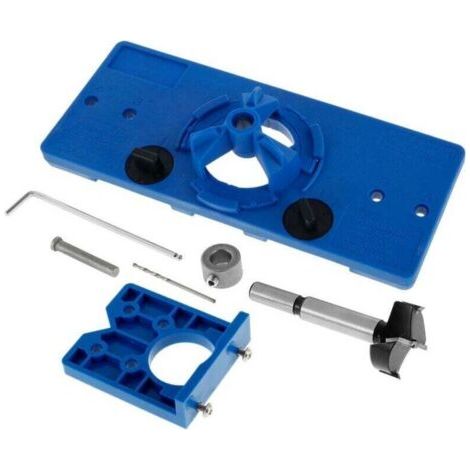 Gabarit de Perçage Charniere Invisible 35 mm et Dispositif de Charnière Perçage 35 mm avec Foret Forstner 35 mm Support Butée de Profondeur Clé Hexagonale pour Menuiserie (1/5)