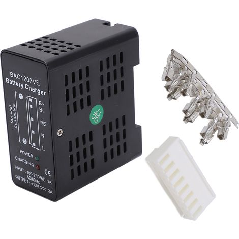 Chargeur de batterie miniature BAC1203VE avec témoin lumineux LED, boîtier en alliage d'aluminium, charge flottante automatique AC100-277V (1/5)