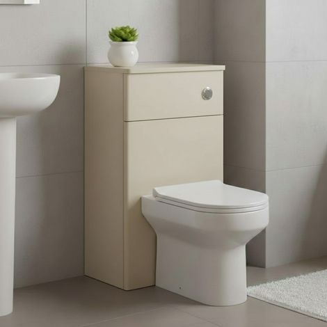 Signature Diversity Back to Wall WC Toilet Unit 500mm Wide - Matt Cotton/Oak Effect (1/3)