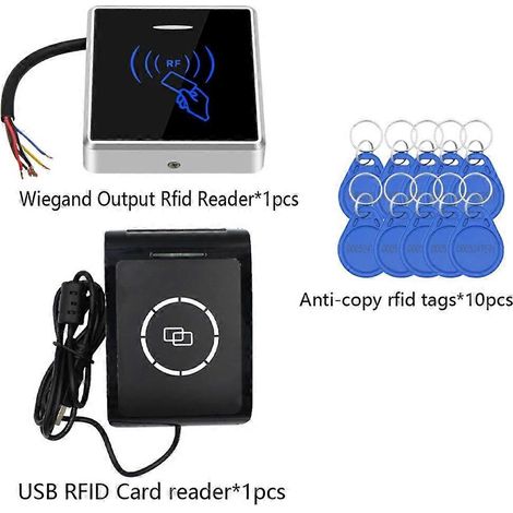 Kit de contrôle d'accès crypté anti-duplication avec lecteur de cartes Wiegand et scanner USB pour cartes à microprocesseur 125 kHz. (1/5)