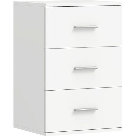 Table de chevet à trois tiroirs, coiffeuse de chambre à coucher, blanche (1/5)