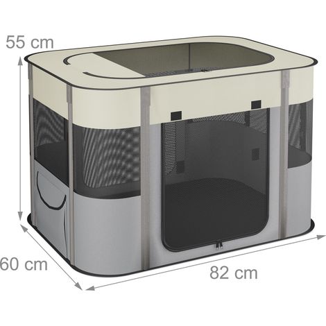 Parque plegable para cachorro interior exterior 60 x 90 x 68 cm transportable con 3 aberturas de poliéster negro 130016861 (1/3)