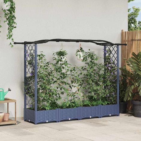 Teenpull – Hochbeet mit Rankgitter und Dach Grau 207 x 40 x 123 cm PP (1/5)