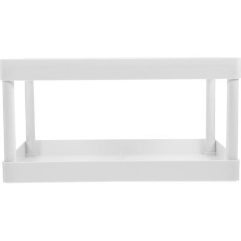 Petite étagère de salle bain à double niveau en plastique facile nettoyer, support amovible pour (1/5)