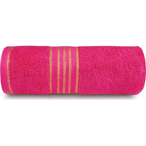 Toalla de algodón FROTTE de 70x140 cm para baño, color liso TIWANO, fucsia (1/5)
