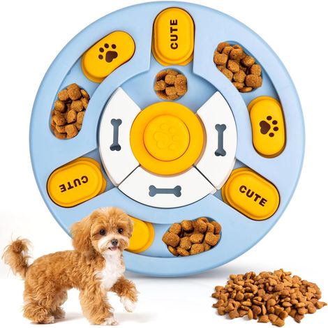 Puzzle pour chien Gamelle intelligente Distributeur de nourriture Puzzle Jouet éducatif Pour l'entraînement lent Enrichissement de l'intelligence pour chiots et chats Bleu