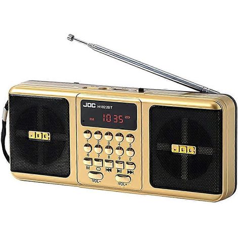 JOC Enceinte Bluetooth avec FM Radio USB Carte TF Support et sans Fil Connectivity Radio pour Personnes Âgées Doré (1/5)