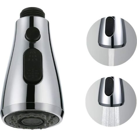 2 pcs Douchette de Robinet Avec Bouton Stop 3 Types de Jet Rétractable Evier Cuisine Pro Tête Pour Mitigeur WC Robinet Salle de Bain Universelle (1/5)