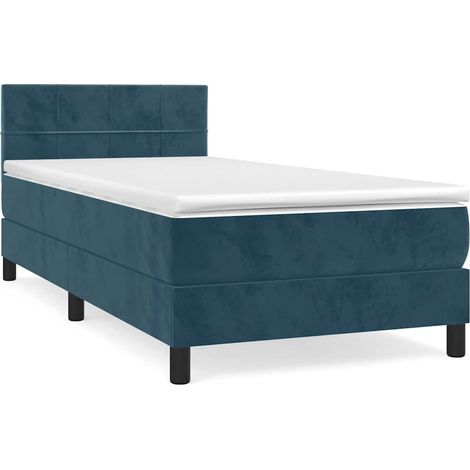 Lit simple  Lit adulte  Sommier à lattes de lit avec matelas Bleu foncé 100x200 cm