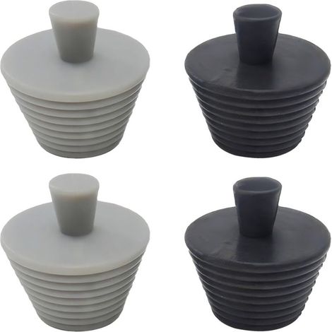 (Noir, Gris) 4pcs Bouchons de vidange universels Bouchon d'évier en caoutchouc Bouchon de vidange de baignoire universel Bouchon d'étanchéité de tuyau de vidange de baignoire