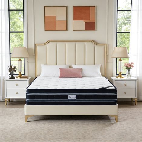 Matelas 90x200 cm - Ép 25cm - luxe - Anti-acariens - 7 Zones - Ressorts ensachés - Mémoire de forme - Coton de fibre aérobie