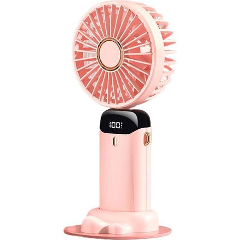 Filiyano-Mini ventilateur portable d'extérieur avec double batterie et 5 vitesses. Idéal pour l'été (rose). (1/2)