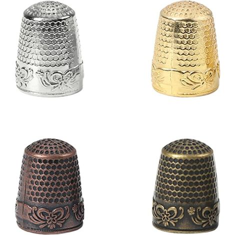 Protectores de dedos metálicos, juego de 4 dedales metálicos, dedales protectores de dedos metálicos, accesorios de costura, protector de dedos para costura DIY, dedal para dedos