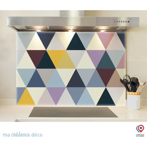 Fond de hotte : Jeux de triangles - Verre trempé - 90 cm - 60 cm (1/5)