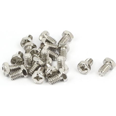 M6 x 1,25 mm 10 Sechskantschrauben Gewindeschrauben Kreuzschlitzschrauben Verschluss Silver Ton