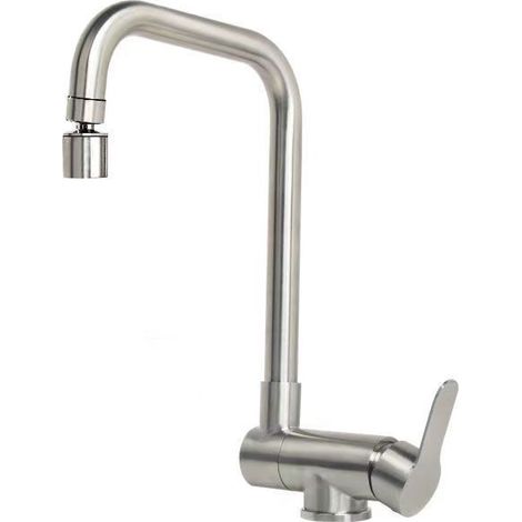 304 Stainless Steel Kitchen Folding Hot and Cold Water Faucet for Home Use, Sinks and Dishwashers, Universal Splash-Proof - Brushed Dual-Function Model