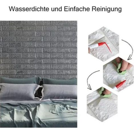 Packung mit 12 Rollen selbstklebender 3D-Tapete, grau-schwarz, 35 x 38 cm, weich und wasserfest (1/5)