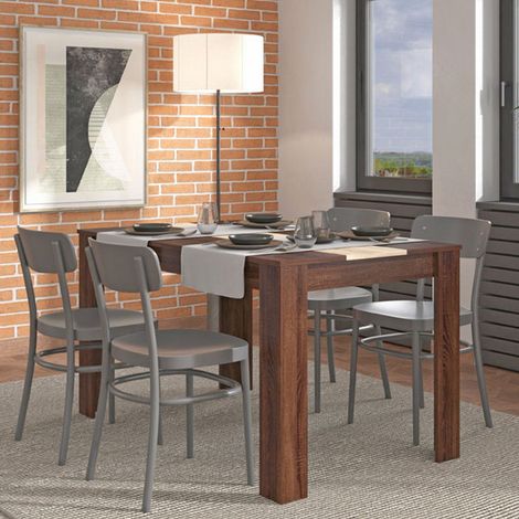 Fester Tisch Simala, 6 Plätze, rechteckig, Tischplatte Braun, 135x80,5x74,5h cm Nussbaum (1/5)