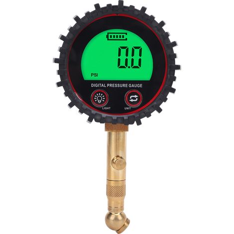Manometro digitale per pneumatici con snodo girevole, professionale, alta precisione, filettatura da 1/8" 10 mm, display LCD di facile lettura.
