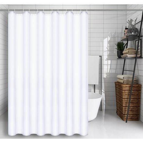 Rideau de douche séparateur, rideau de salle de bain imperméable avec œillets et crochets, lavable en machine, 120 x 180 cm, blanc (1/5)