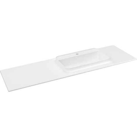 Lavabo BRAHEA 146,6x51,5cm (35+110), Rockstone, droite, blanc mat