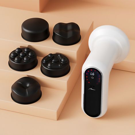 Appareil de massage anticellulite sans fil avec chauffage infrarouge, 5 têtes de massage, 6 vitesses et 3 modes de massage. Port d'alimentation USB-C. (1/5)