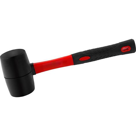 Marteau en caoutchouc de 227 g (8 oz) avec tête ronde en caoutchouc souple et manche en fibre bicolore pour les travaux de revêtement de sol, de montage de tentes, de menuiserie et les travaux de frap (1/4)