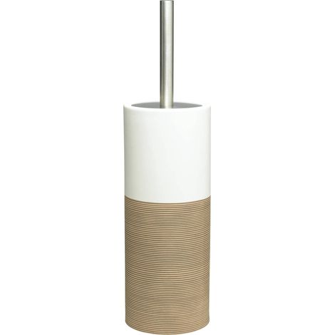 Sealskin Doppio scopino da Toilette con Supporto, Porcellana, Sabbia, 10.1 x 10.1 x 38.3 cm