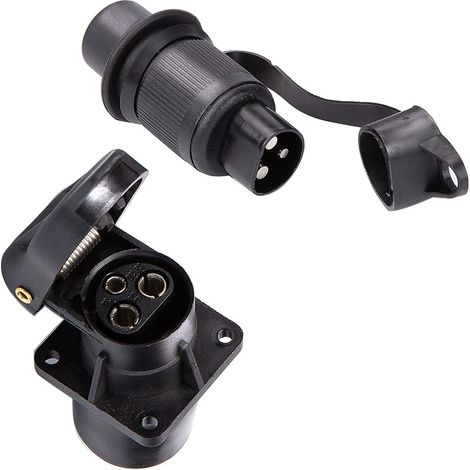 Fiche 3 Broches male et Prise 3 Broches femelle,Prise Remorque 3 Broches,12V Étanche Prise 3 Broches Male Femelle Connecteur,Prise 3 Broches pour Tracteur Agricole Véhicule Bateau (SK0306) (1/5)