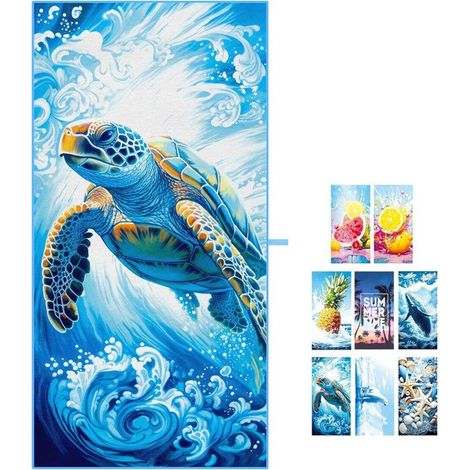 Serviette de Plage Microfibre, 180 90cm Serviette Microfibre Drap de Plage XXL Grande pour Bain, Plage, Voyage, Anti Sable (1/5)