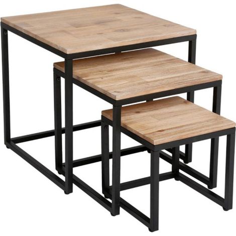 Lot de 3 Tables d'Appoint Gigognes "Edena" 50cm Naturel (1/4)