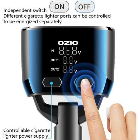 Ozio Chargeur de voiture Cigarette Briquet Briquet Plug USB Fast clignotant Chargeur, Modèle: CL48Q Noir chargeur rapide (1/5)