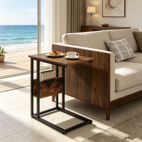 Table d'appoint design en C, petite table basse étroite, table de canapé minimaliste, support portable pour ordinateur (plateau seul) (1/5)