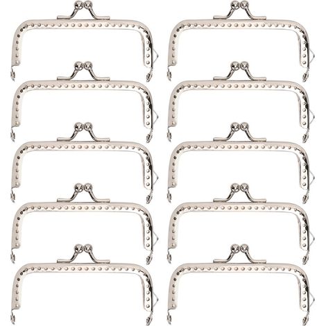 Lot de 10 fermoirs métalliques carrés 8,5 cm pour sacs, pochettes, bricolage et création d'accessoires