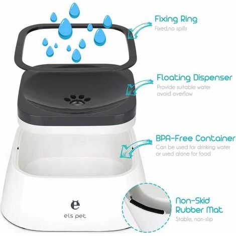 Bol d'eau pour Animaux de Compagnie, Anti-débordement Bol d'eau de flottabilité pour Chien Chats, Conteneur Portable à Boire Potable intérieur extérieur, Bouche Non mouillée Antidérapante sans BPA