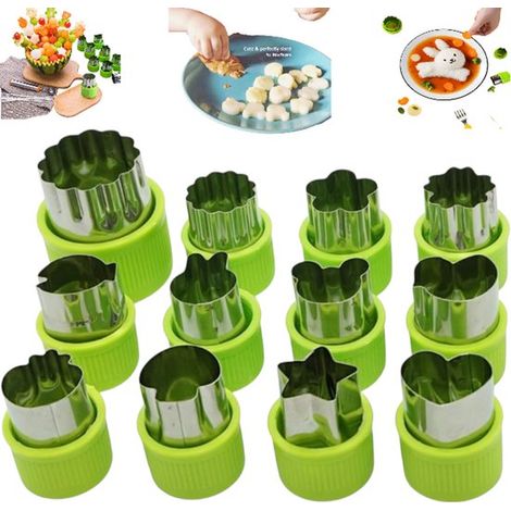 Set di 12 formine per biscotti in acciaio inox: fiori, verdure e frutta. Set di formine per verdure, mini formine per biscotti. Set di formine per biscotti per bambini. Fiore (1/5)