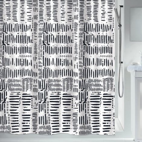 Rideau de douche Polyester CONNECTION 180x200cm Noir & Blanc Spirella (1/5)