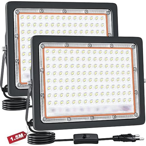 Projecteur LED extérieur 100 W 10000 LM Super lumineux 6500 K Blanc froid, Éclairage de sécurité IP66 Étanche pour Cour, Jardin, Garage (1/5)