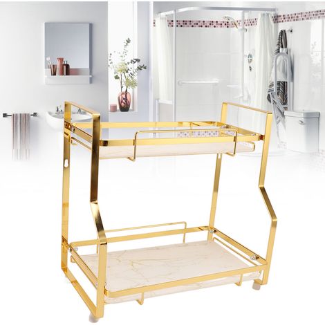 Kosmetikregal, wandmontiertes Badezimmerregal, WC-Tisch-Organizer, zweistöckiges, abnehmbares Badezimmerregal (1/5)