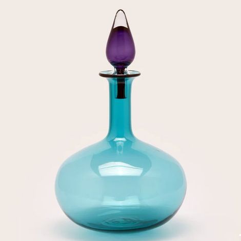 VASO DECORATIVO IN VETRO CON TAPPO Ø26,5XH46CM AZZURRO (1/3)