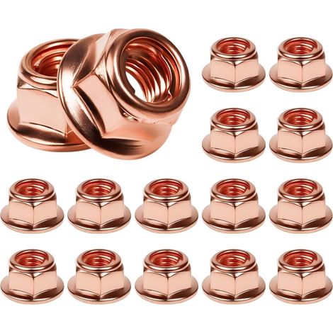 Lot de 15 écrous d'échappement M8 hexagonaux M8, écrous en cuivre M8 autobloquants, écrous de tuyau en laiton M8 pour système d'échappement, remplacement A1201420072, fixation (1/5)