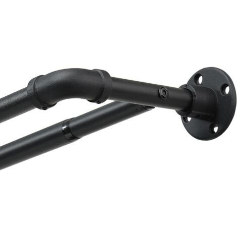 Tringle à rideaux double 78,7-241,3 cm, très résistante, noire 2,5 cm, réglable, occultante, enroulable autour de deux tringles (1/5)