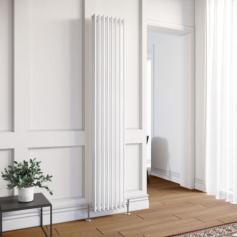 ELEGANT Traditional Radiator 1800 x 380mm Vertical Double Column Cast Iron Style Radiator White (1/5)