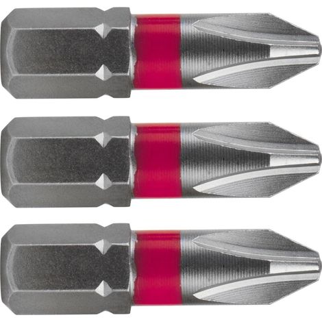 Punta a croce FORTUM Phillips, set da 3, PH 2 x 25 mm, S2 4741202 (1/2)